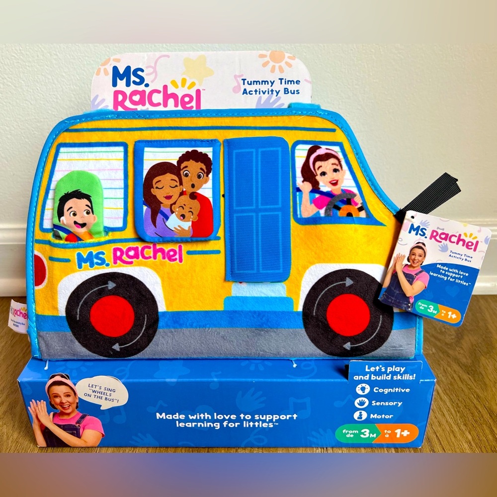 NEW Ms. Rachel Official Baby Tummy Time Activity Bus Folding Play Mat Mirror
